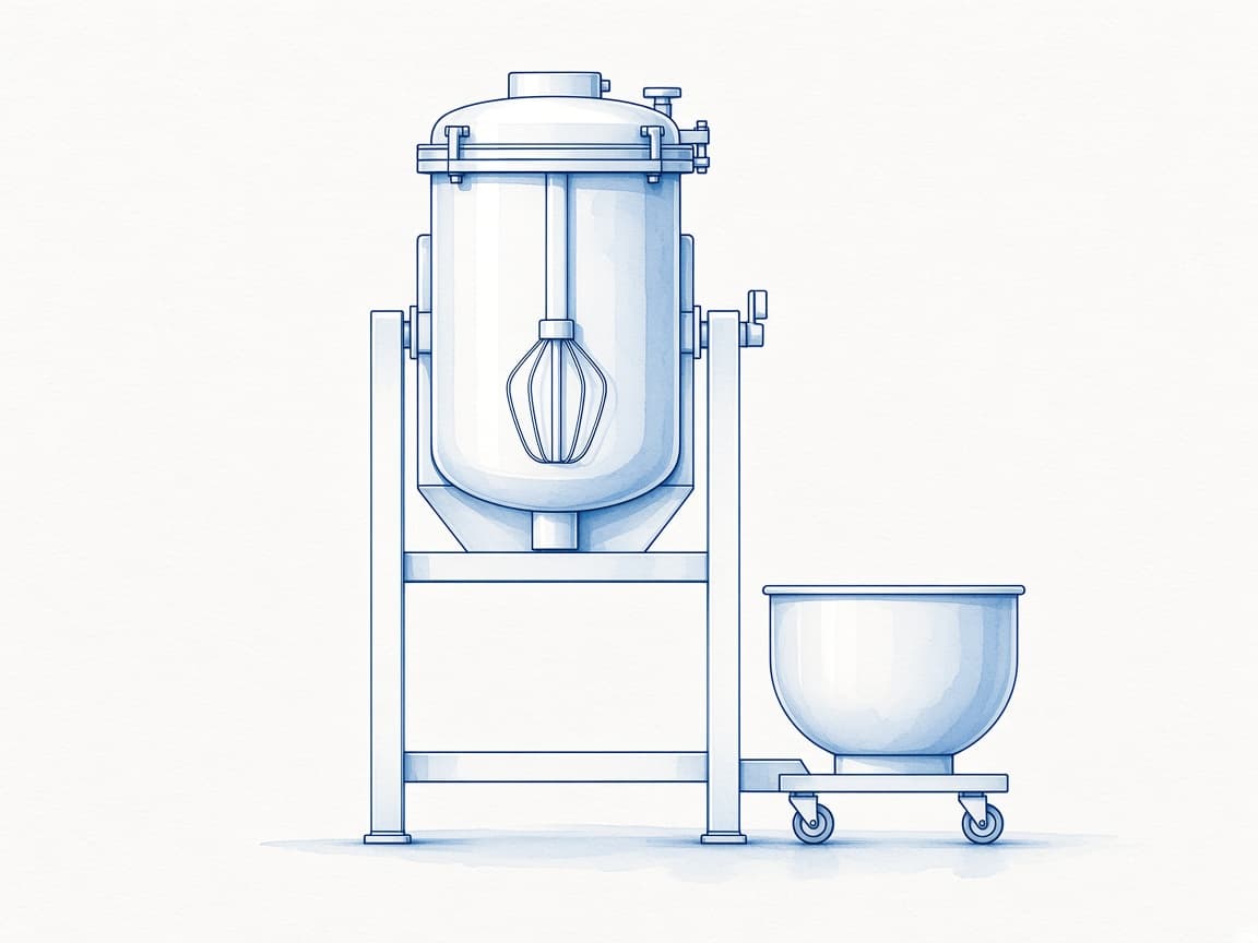 Illustration of industrial food mixing equipment
