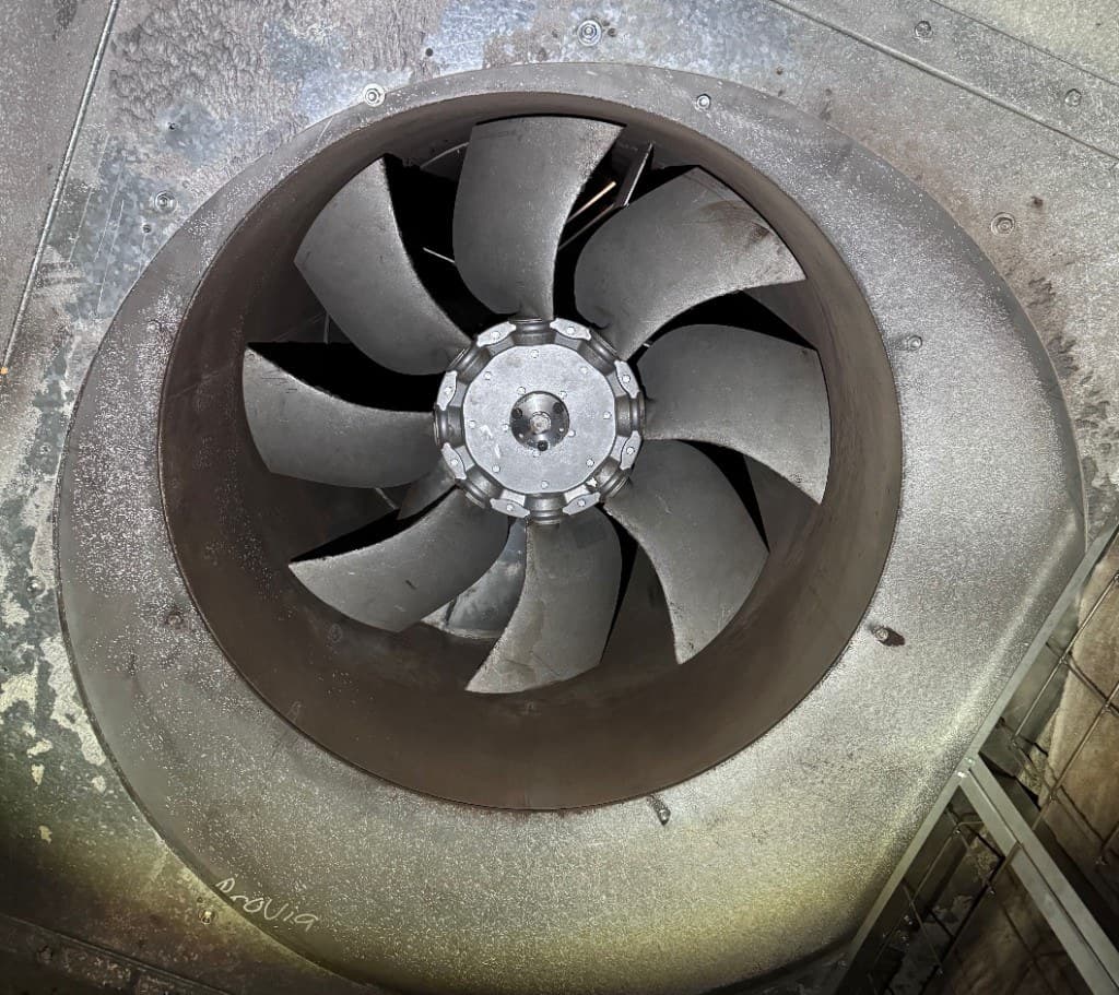 Paint-coated industrial exhaust fan housing